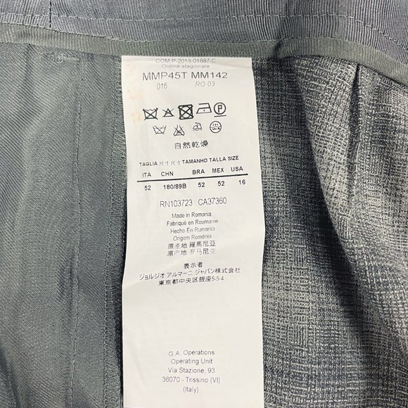 Armani Collezioni Wool Stretch Plaid Trouser (16/L-XL) *UNHEMMED* NWT - Picture 9 of 10